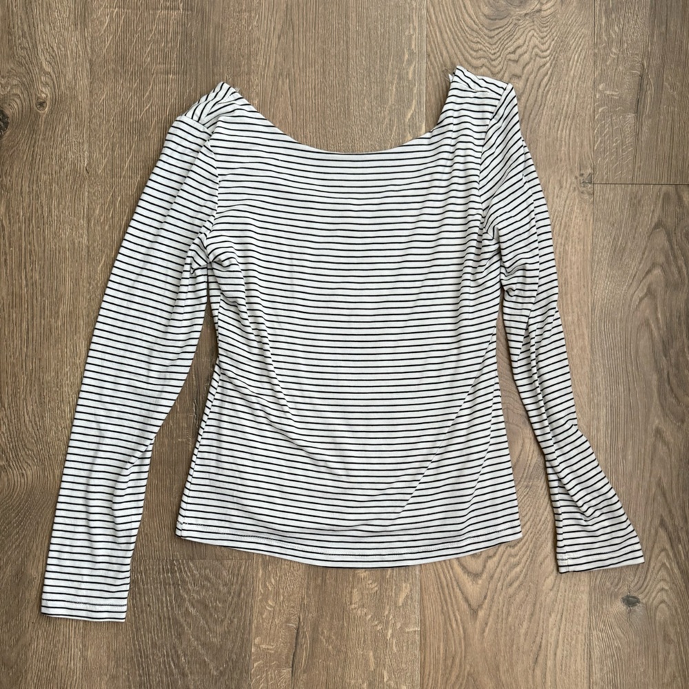Carly Jean Los Angeles Black and White Striped Blouse